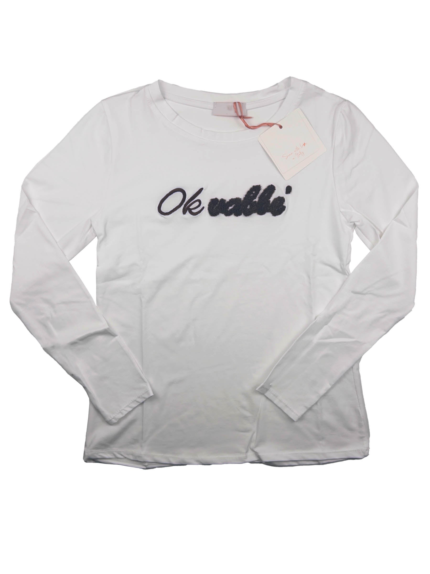 T-SHIRT MANICA LUNGA RICAMO "Ok vabbè"