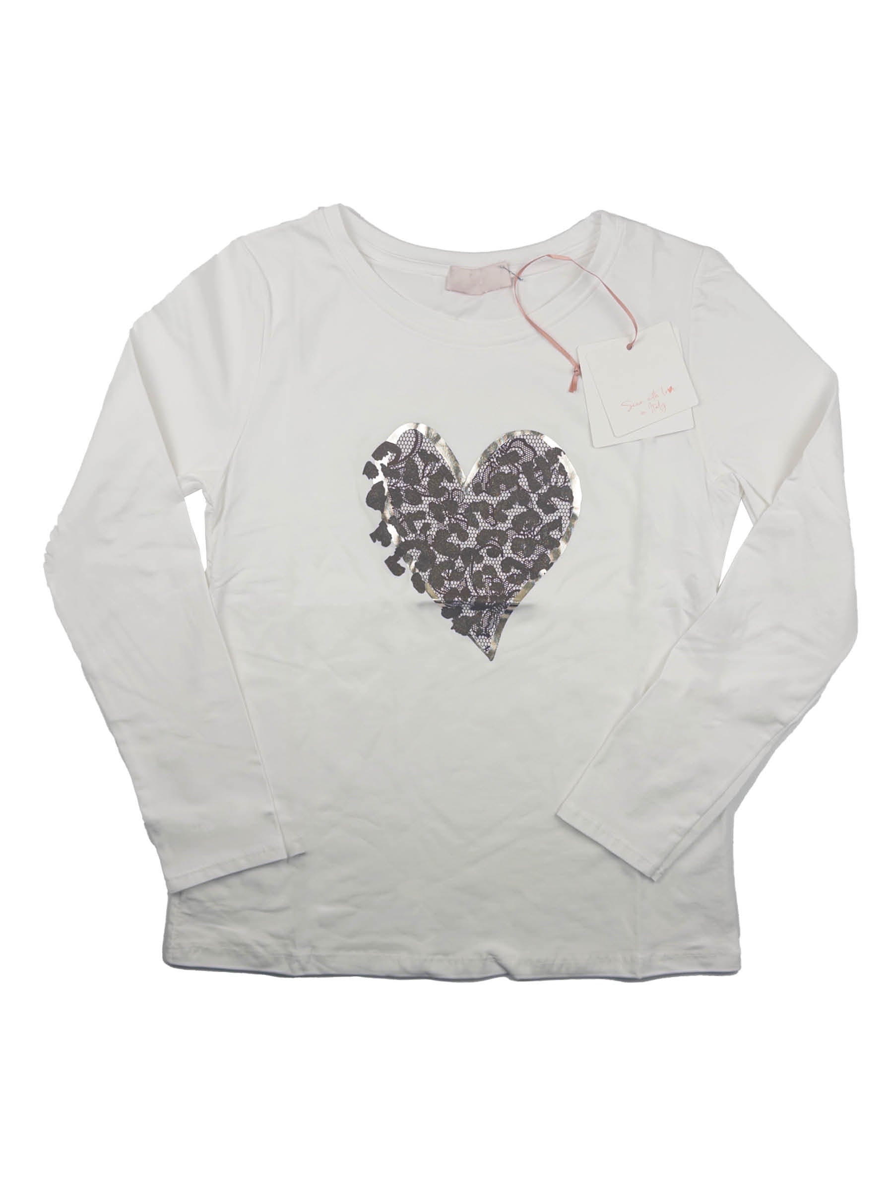 T-SHIRT MANICA LUNGA STAMPA CUORE