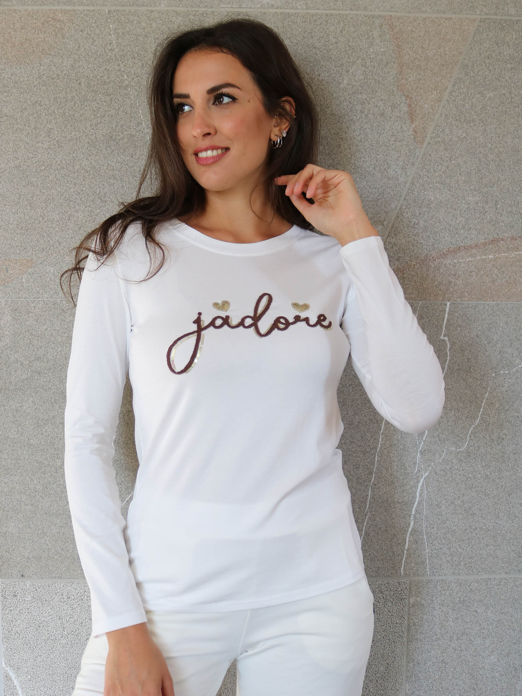 T-SHIRT MANICA LUNGA RICAMIO J'ADORE