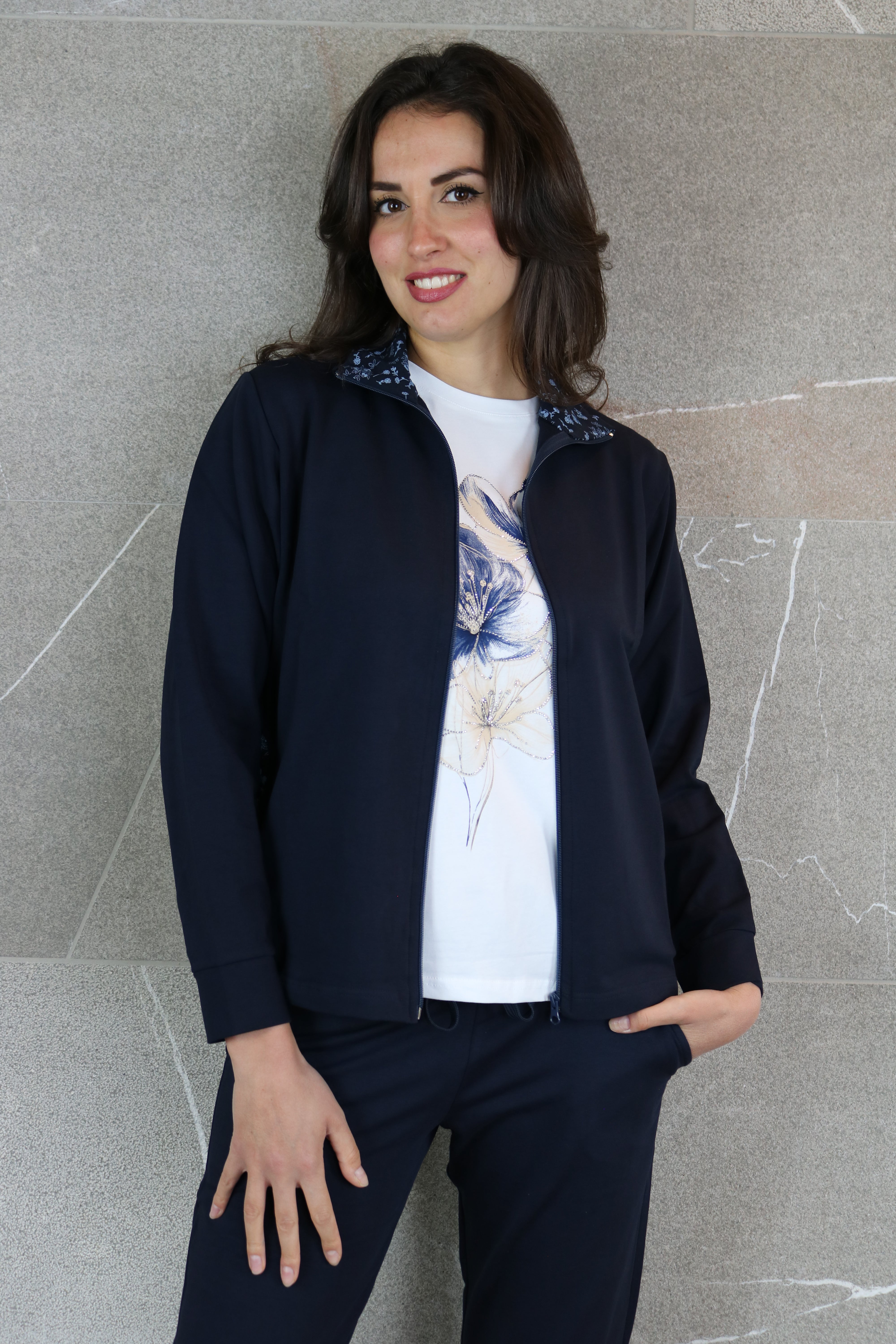 FELPA CON COLLO A FIORI art.613/27