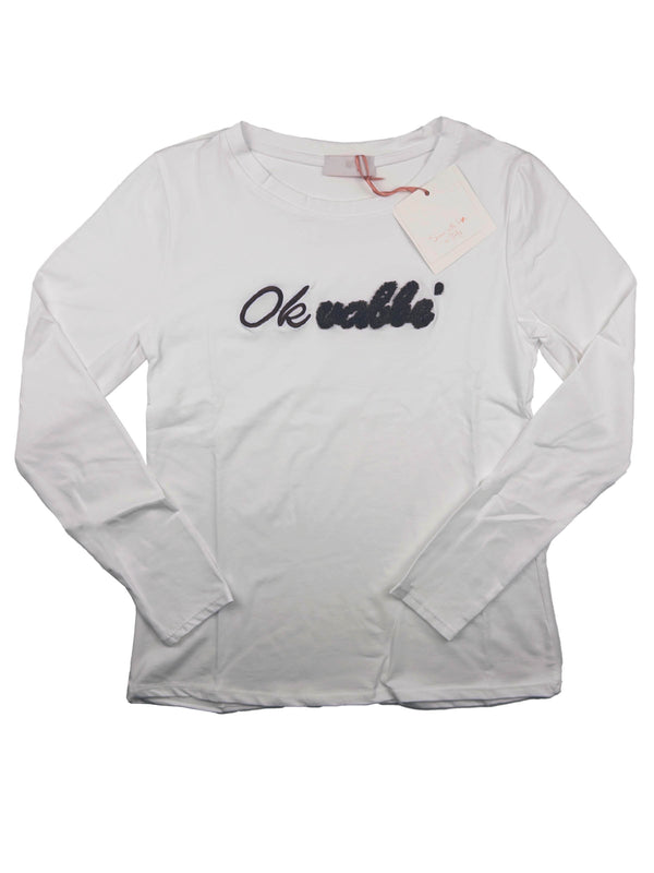 T-SHIRT MANICA LUNGA  RICAMO "Ok vabbè"