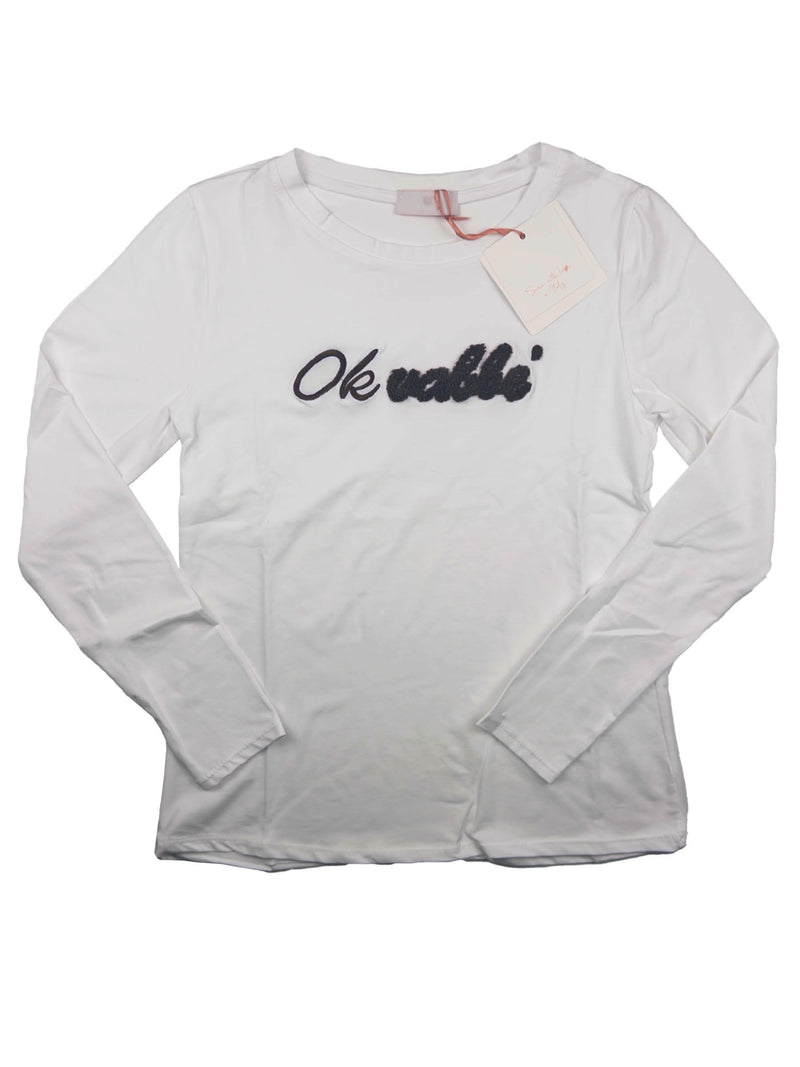 T-SHIRT MANICA LUNGA  RICAMO "Ok vabbè"