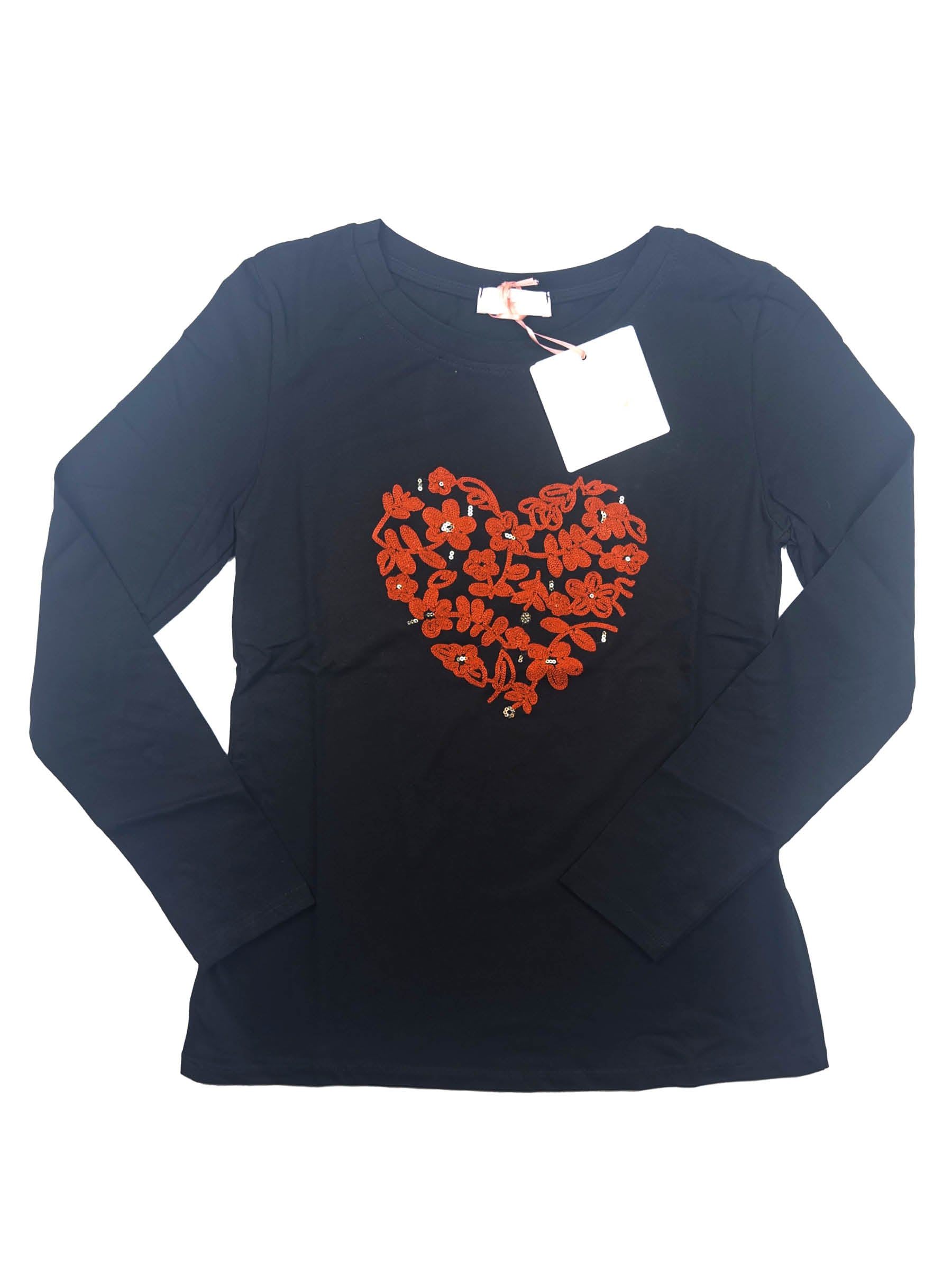 T-SHIRT MANICA LUNGA RICAMO CUORE