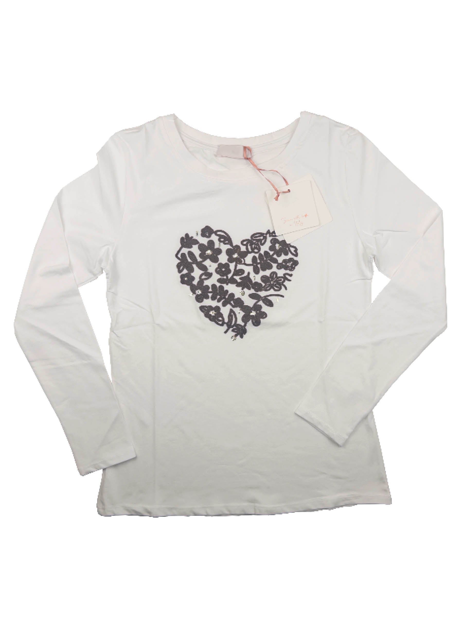 T-SHIRT MANICA LUNGA RICAMO CUORE